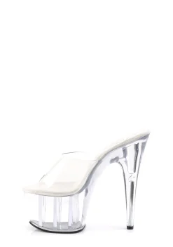 Pleaser Heels|Sandals*Adore-701 Peep Toe Slides - Clear
