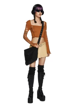 Current Mood Tops*Alternative Spells Long Sleeve Top - Light Brown