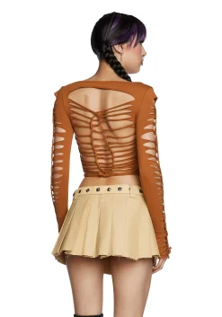 Current Mood Tops*Alternative Spells Long Sleeve Top - Light Brown