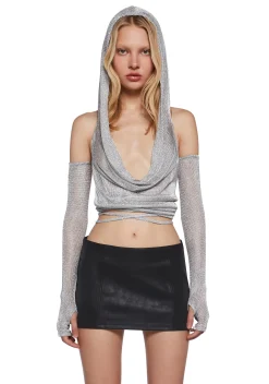 DARKER WAVS Sweatshirts & Hoodies|Tops*Ambient Hoodie Backless Top With Gloves