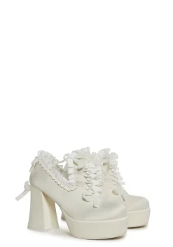 Trickz N' Treatz Platforms|Mary Janes*Bisou Baby Platform Heels - White