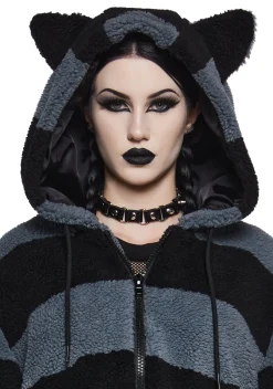 The Grave Girls Outerwear|Sweatshirts & Hoodies*Black Cat Energy Hooded Sherpa Jacket