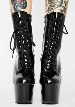 Pleaser Boots|Platforms*Black Patent Adore-1020 Stiletto Boots