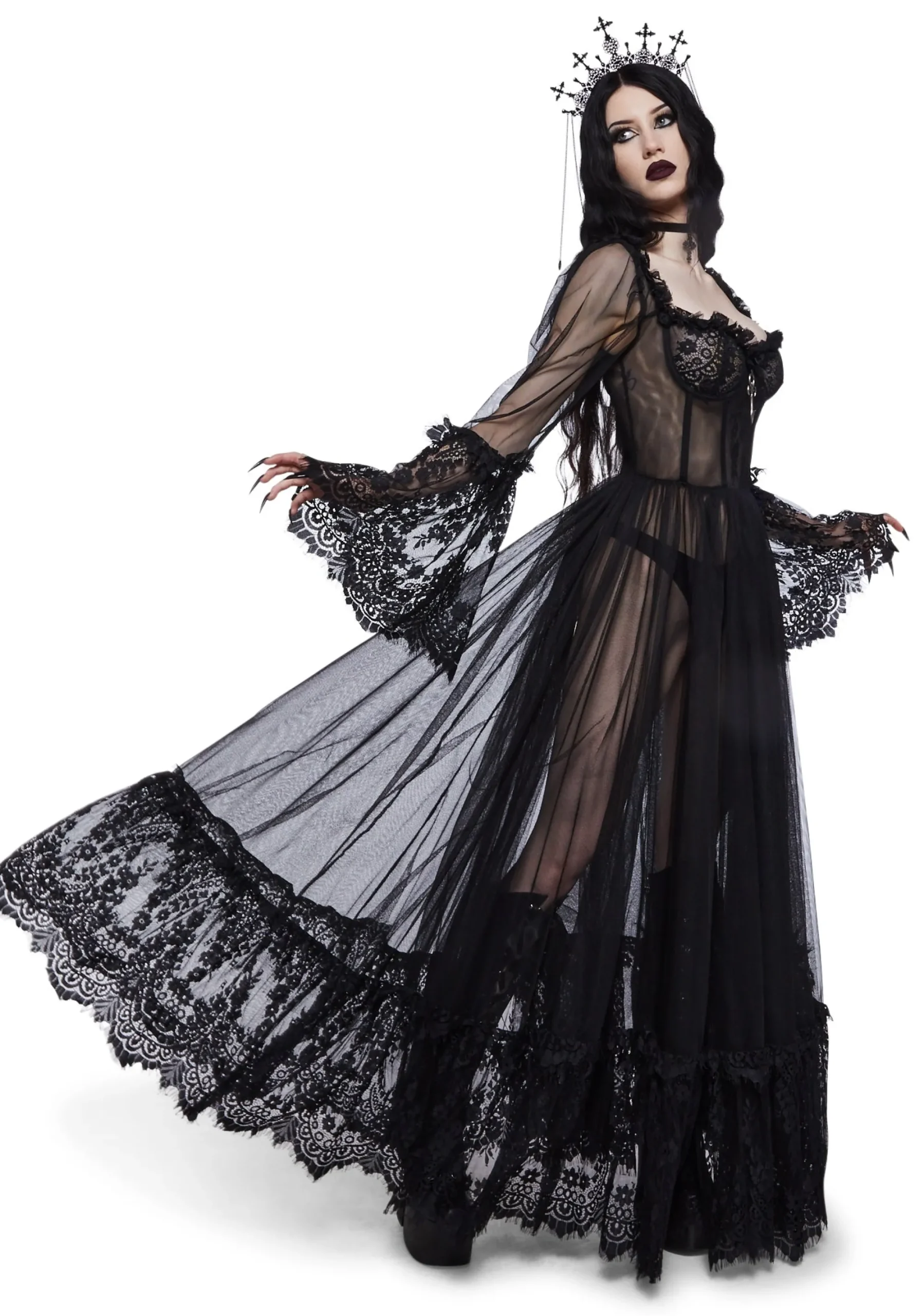 x_PTLHZ Hair Accessories*Black Widow Reign Crown