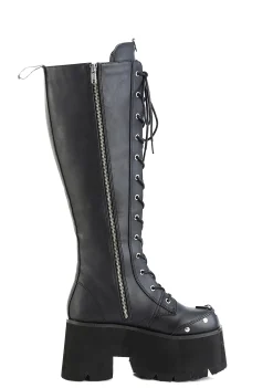Demonia Boots|Platforms*Blaze-202 Lace-Up LED Knee High Boots