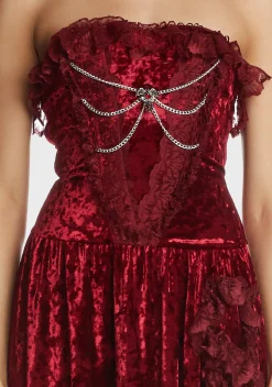 Dark In Love Dresses*Blood Rose Velvet Maxi Dress