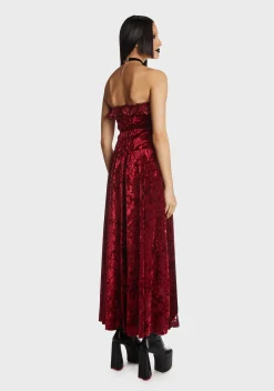 Dark In Love Dresses*Blood Rose Velvet Maxi Dress