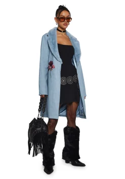 Current Mood Outerwear|Plus*Bohemian Dreamscape Faux Suede Coat