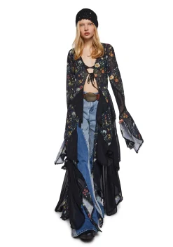 Current Mood Outerwear|Plus*Bohemian Woman Floral Duster