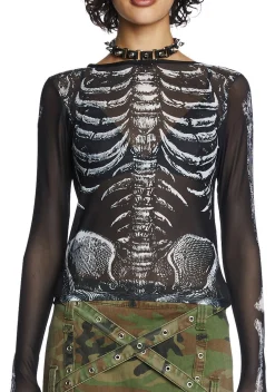 Trickz N' Treatz Tops|Plus*Boneyard Mesh Top