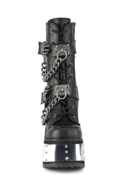 Demonia Boots|Platforms*Camel-120 Metal Panel Lace-Up Boots