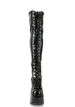 Demonia Boots*CAMEL-300 Patent Rave Royalty Thigh High Boots