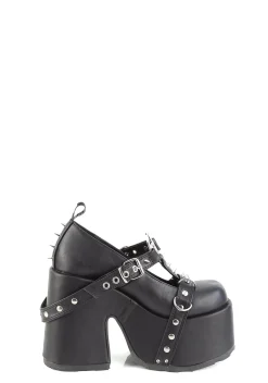 Demonia Boots|Platforms*Camel-33 Platform Mary Janes