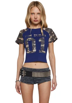 Dolls Kill x Von Dutch Tops*Camo Raglan Tee