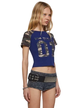 Dolls Kill x Von Dutch Tops*Camo Raglan Tee