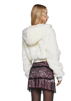 Sugar Thrillz Outerwear|Sweatshirts & Hoodies*Candy Blossom Faux Fur Hoodie - Ivory