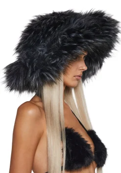 DARKER WAVS Hats*Chamber Faux Fur Bucket Hat - Gray