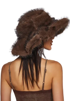 DARKER WAVS Hats*Chamber Faux Fur Bucket Hat - Dark Brown