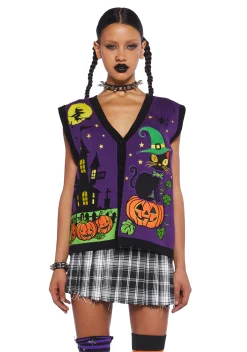 Trickz N' Treatz Tops*Charming Haunts Sweater Vest