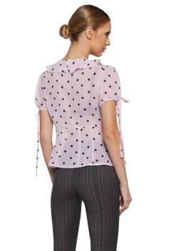 Sugar Thrillz Tops*Check Me Out Sheer Blouse - Polka Dot