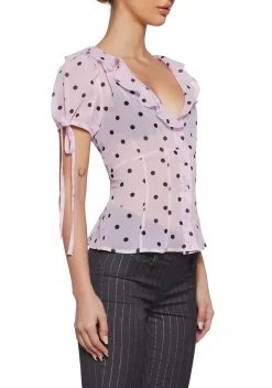 Sugar Thrillz Tops*Check Me Out Sheer Blouse - Polka Dot