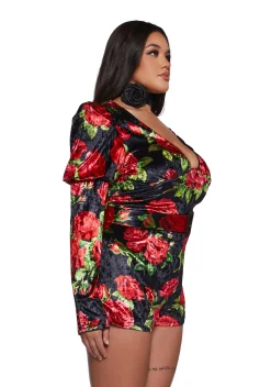 Sugar Thrillz Jumpsuits & Rompers|Plus*Chic Manners Velvet Romper - Black/Red