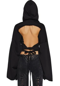 DARKER WAVS Outerwear|Sweatshirts & Hoodies*Chord Backless Cropped Hoodie
