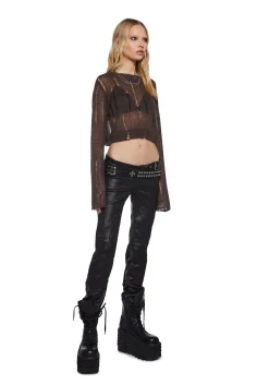 DARKER WAVS Tops*Chord Distressed Knit Sweater