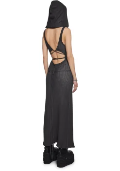 DARKER WAVS Dresses*Chord Hooded Cut Out Dress