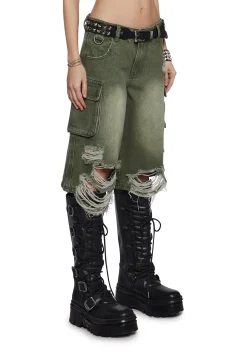 DARKER WAVS Bottoms|Shorts*Chord Shredded Cargo Shorts
