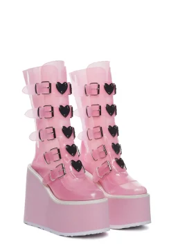 Demonia Boots|Platforms*Clear Baby Pink Lovesick Trinity Boots