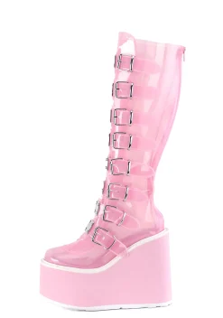 Demonia Boots|Platforms*Clear Baby Pink Trinity Boots