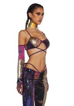 Club Exx Tops*Clear Curiosity Bra Top And Arm Warmers Set