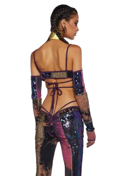 Club Exx Tops*Clear Curiosity Bra Top And Arm Warmers Set