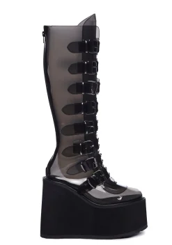 Demonia Boots|Platforms*Clear Smoke Trinity Boots