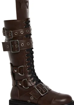 Club Exx Boots*Cognac Hour Of Devastation Combat Boots