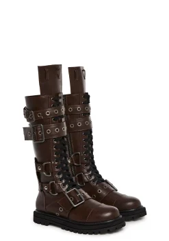 Club Exx Boots*Cognac Hour Of Devastation Combat Boots