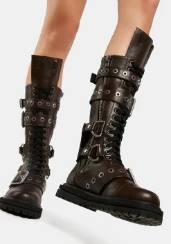 Club Exx Boots*Cognac Hour Of Devastation Combat Boots