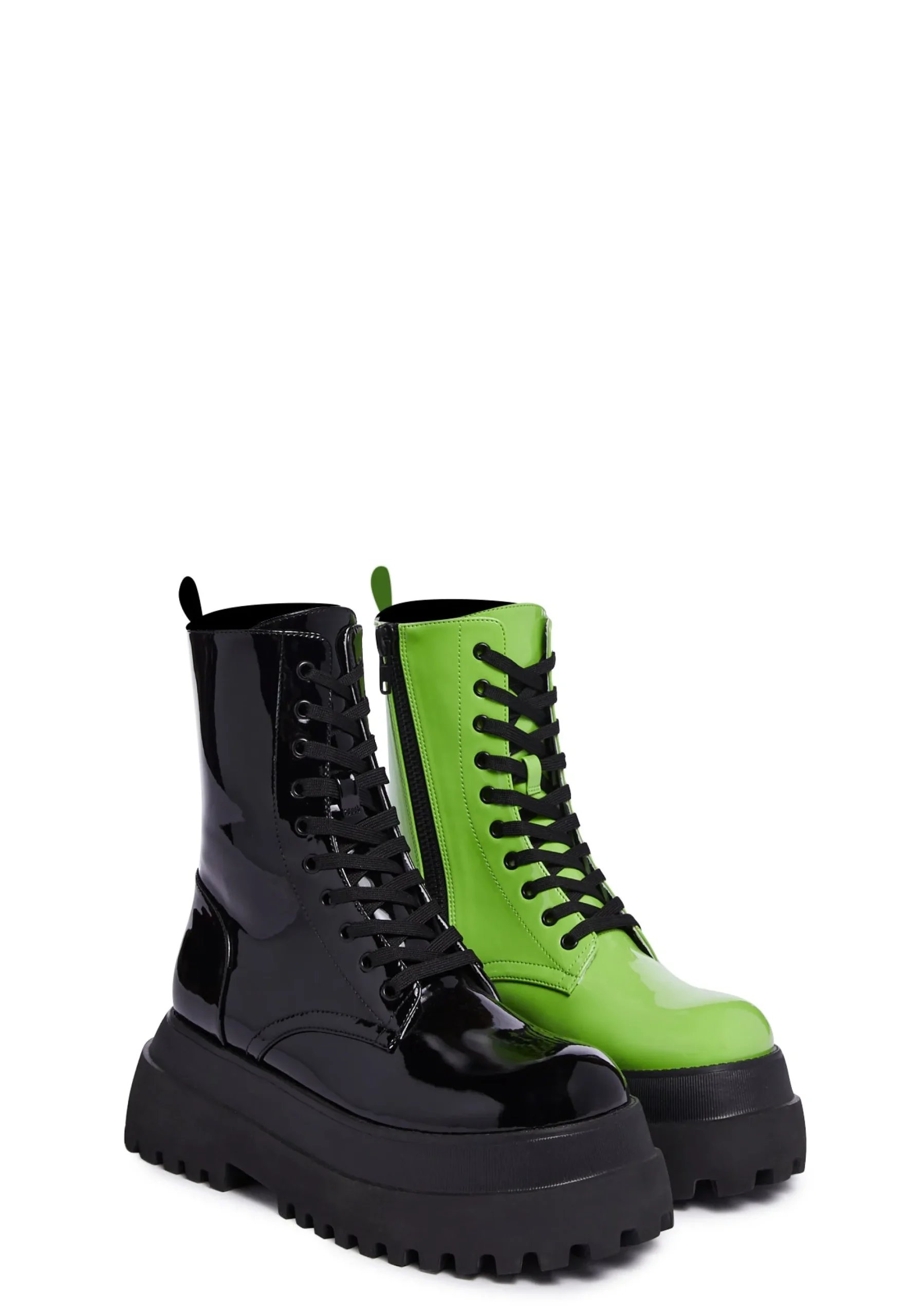Trickz N' Treatz Boots*Color Me Haunted Mismatched Boots - Black/Green