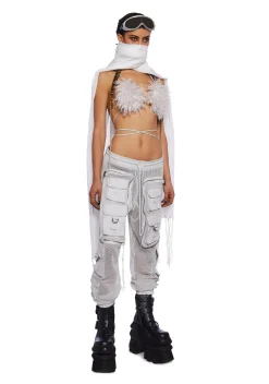 Club Exx Bottoms*Complex Nights Fishnet Cargo Pants - Gray