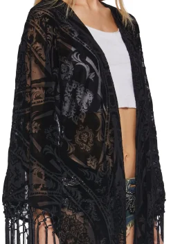 x_Dolls Kill Outerwear*Cool Vibes Flocked Kimono