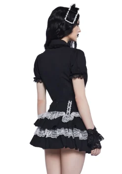 Widow Tops*Coveted Darling Poplin Blouse - Black