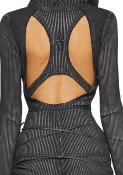 DARKER WAVS Jumpsuits & Rompers*Crossfade Hooded Long Sleeve Romper - Black