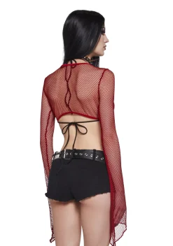 Widow Tops*Cryptic Glamour Fishnet Shrug - Red