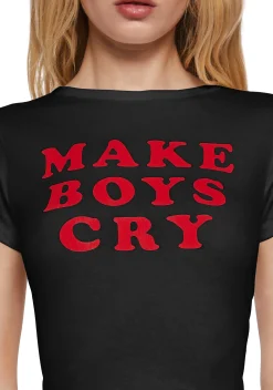 X_G MINI Tops*Cute Boy Tears Graphic Tee - Black