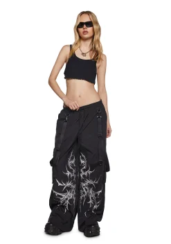 Widow Bottoms|Pants*Cyber Noir Wide Leg Cargo Pants