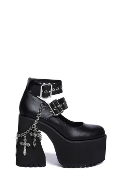 Widow Platforms|Mary Janes*Damned If I Do Platform Mary Janes