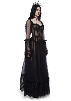 Widow Dresses*Dance With Death Maxi Dress - Black