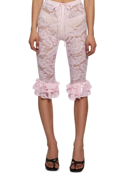 Sugar Thrillz Bottoms|Pants*Daring Love Lace Capri Pants - Pink