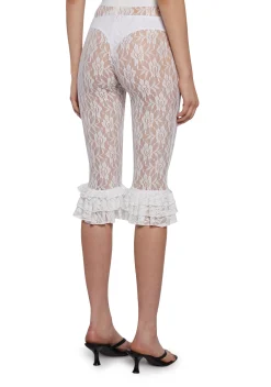 Sugar Thrillz Bottoms|Plus*Daring Love Lace Capri Pants - Off White